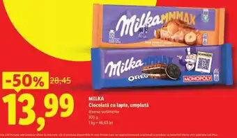 MILKA Ciocolată cu lapte, umplută