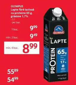 Selgros OLYMPUS Lapte fără lactoză cu proteine 65 g, grăsime 1,7% Ofertă