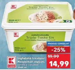 Kaufland Înghețată tricolore/Neapolitan căpșuni, vanilie și ciocolată Ofertă