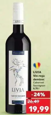Kaufland LIVIA Vin roșu demisec Cabernet Sauvignon 0,75 l Ofertă