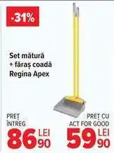 Carrefour Set mătură + făraș coadă Regina, Apex Ofertă