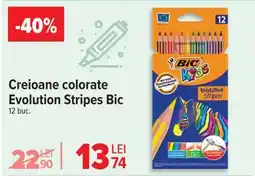 Carrefour Creioane colorate Evolution Stripes Bic Ofertă