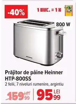 Carrefour Prăjitor de pâine Heinner HTP-800SS Ofertă