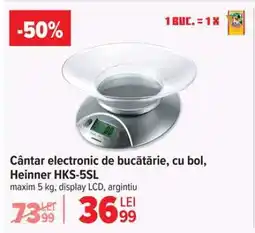 Carrefour Cântar electronic de bucătărie cu bol Heinner HKS-5SL Ofertă