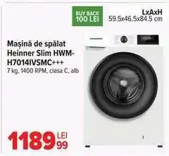 Carrefour Mașină de spălat Heinner Slim HWM-H7014IVSMC+++ Ofertă