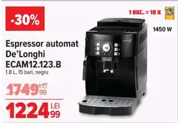 Carrefour Espressor automat De’Longhi ECAM12.123.B Ofertă