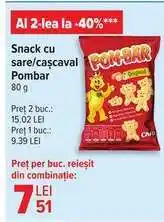 Carrefour Snack cu sare/cașcaval Pombar 80 g Ofertă