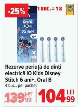 Carrefour Rezerve periuță de dinți electrică iO Kids Disney Stitch 6 ani+, Oral B Ofertă