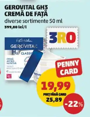 Penny GEROVITAL GH3 CREMĂ DE FAȚĂ Ofertă