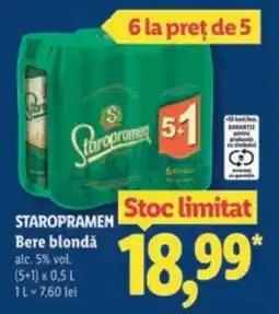 Lidl STAROPRAMEN Bere blondă Ofertă