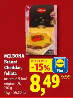 Lidl Milbona Brânză Cheddar feliată Ofertă