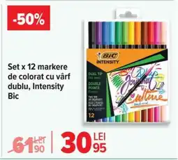 Carrefour Set x 12 markere de colorat cu vârf dublu, Intensity Bic Ofertă