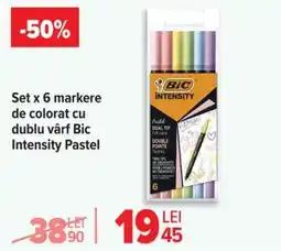 Carrefour Set x 6 markere de colorat cu dublu vârf Bic Intensity Pastel Ofertă