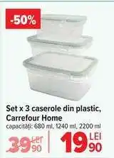 Carrefour Set x 3 caserole din plastic, Carrefour Home Ofertă
