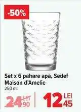 Carrefour Set x 6 pahare apă, Sedef Maison d’Amelie Ofertă