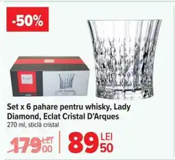 Carrefour Set x 6 pahare pentru whisky, Lady Diamond, Eclat Cristal D’Arques Ofertă
