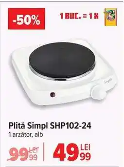 Carrefour Plită Simpl SHP102-24 Ofertă