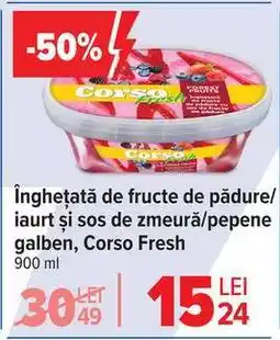 Carrefour Înghețată de fructe de pădure/iaurt și sos de zmeură/pepene galben, Corso Fresh Ofertă