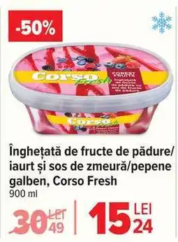 Carrefour Înghețată de fructe de pădure/iaurt și sos de zmeură/pepene galben, Corso Fresh Ofertă