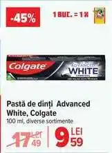 Carrefour Pastă de dinți Advanced White, Colgate Ofertă