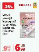 Carrefour Mască șervețel îmbibată cu ser Glow Expert 4D, Elmiplant Ofertă