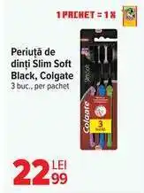 Carrefour Periuță de dinți Slim Soft Black, Colgate Ofertă