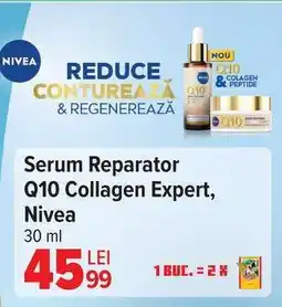 Carrefour Serum Reparator Q10 Collagen Expert, Nivea Ofertă