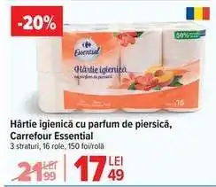 Carrefour Hârtie igienică cu parfum de piersică, Carrefour Essential Ofertă
