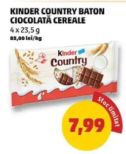 Penny KINDER COUNTRY BATON CIOCOLATĂ CEREALE Ofertă