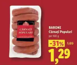 Lidl BARONI Cârnați Populari Ofertă