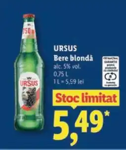 Lidl URSUS Bere blondă Ofertă