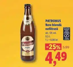 Lidl Patronus Bere blondă nefiltrată Ofertă