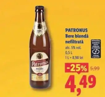 Lidl Patronus Bere blondă nefiltrată Ofertă