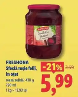 Lidl FRESHONA Sfeclă roșie felii, în oțet Ofertă