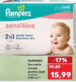 Kaufland PAMPERS Șervețele umede pentru copii sensitive 2x80 buc Ofertă