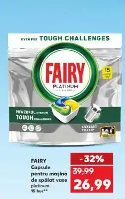 Kaufland FAIRY Capsule pentru mașina de spălat vase platinum 15 buc Ofertă