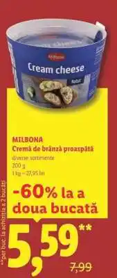 Lidl Milbona Cremă de brânză proaspătă Ofertă