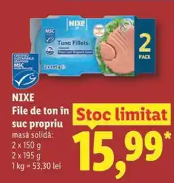 Lidl Nixe File de ton în suc propriu Ofertă