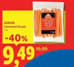 Lidl BARONI Crenvurști de pui Ofertă