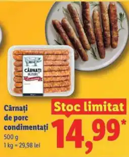 Lidl Cârnați de porc, condimentați Ofertă