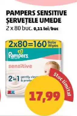 Penny PAMPERS SENSITIVE ȘERVEȚELE UMEDE Ofertă