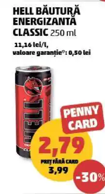 Penny HELL BĂUTURĂ ENERGIZANTĂ CLASSIC 250 ml Ofertă