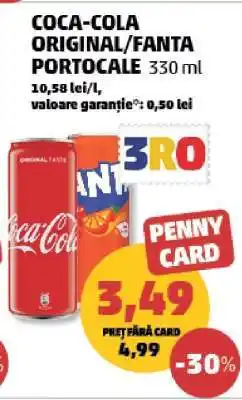Penny COCA-COLA ORIGINAL / FANTA PORTOCALE 330 ml Ofertă