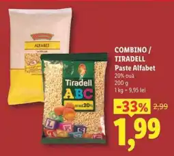 Lidl COMBINO / TIRADELL Paste Alfabet Ofertă