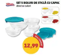 Penny SET 5 BOLURI DE STICLĂ CU CAPAC Ofertă