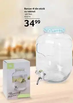 Selgros Borcan din sticlă cu robinet Ofertă