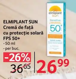 Selgros ELMIPLANT SUN Cremă de faţă cu protecție solară FPS 50+ Ofertă