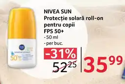 Selgros NIVEA SUN Protecție solară roll-on pentru copii FPS 50+ Ofertă