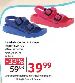 Selgros Sandale cu baretă copii Ofertă