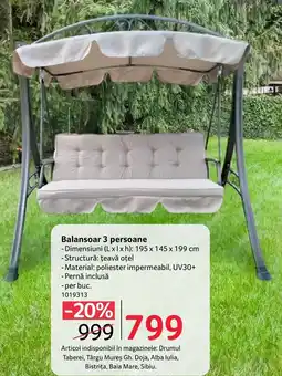 Selgros Balansoar 3 persoane Ofertă